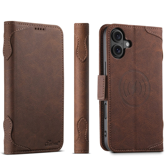 For iPhone 16 SUTENI J07 Multifunctional Horizontal Flip Magsafe Leather Phone Case(Brown) - iPhone 16 Cases by Suteni | Online Shopping UK | buy2fix