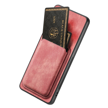 For OPPO Reno8 Z Retro Leather Card Bag Magnetic Phone Case(Pink) - OPPO Cases by buy2fix | Online Shopping UK | buy2fix