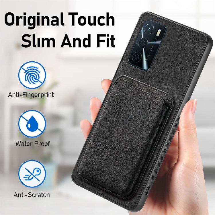 For OPPO Reno8 Z Retro Leather Card Bag Magnetic Phone Case(Black) - OPPO Cases by buy2fix | Online Shopping UK | buy2fix