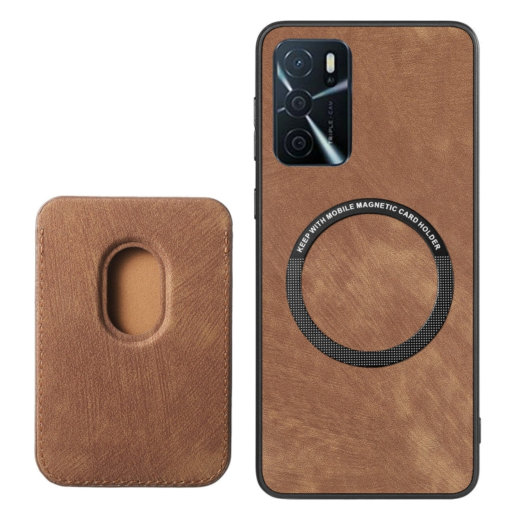 For OPPO Reno8 5G Retro Leather Card Bag Magnetic Phone Case(Brown) - OPPO Cases by buy2fix | Online Shopping UK | buy2fix