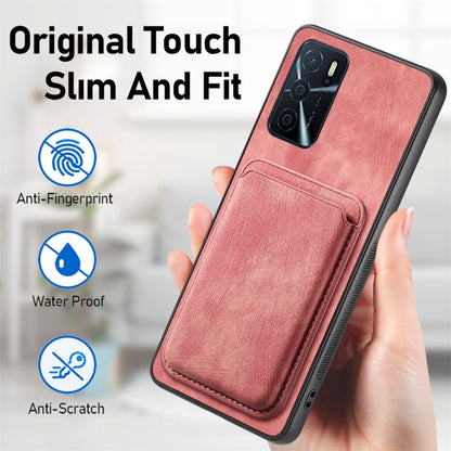 For OPPO A57 5G Retro Leather Card Bag Magnetic Phone Case(Pink) - OPPO Cases by buy2fix | Online Shopping UK | buy2fix