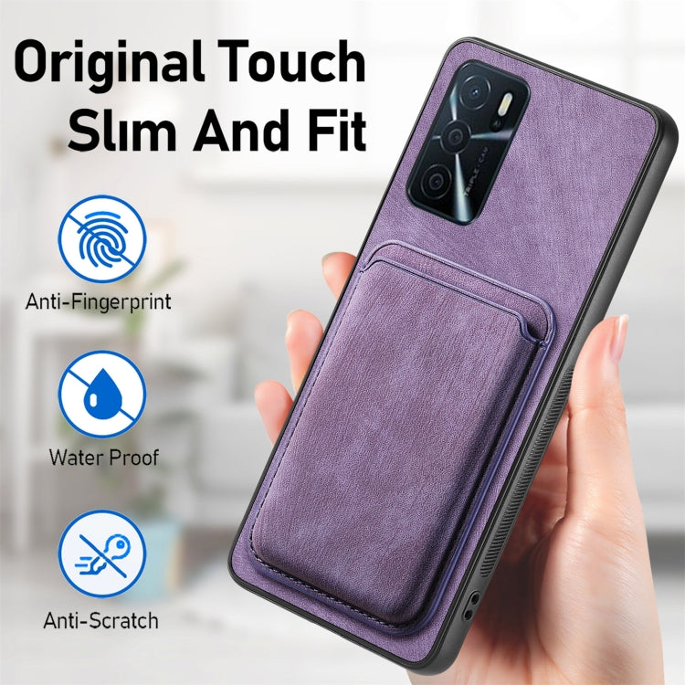 For OPPO Reno6 Pro 5G Retro Leather Card Bag Magnetic Phone Case(Purple) - OPPO Cases by buy2fix | Online Shopping UK | buy2fix