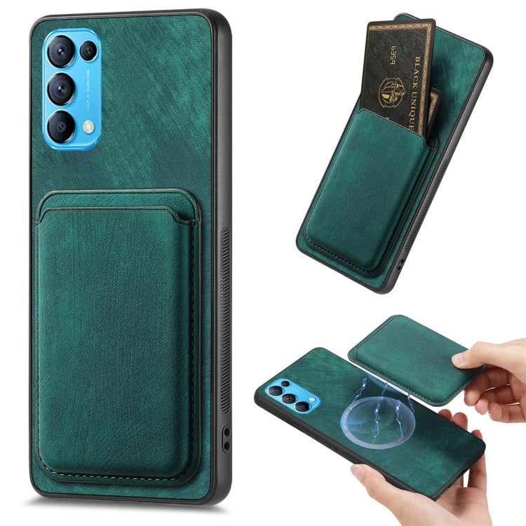 For OPPO Reno5 5G Retro Leather Card Bag Magnetic Phone Case(Green) - OPPO Cases by buy2fix | Online Shopping UK | buy2fix