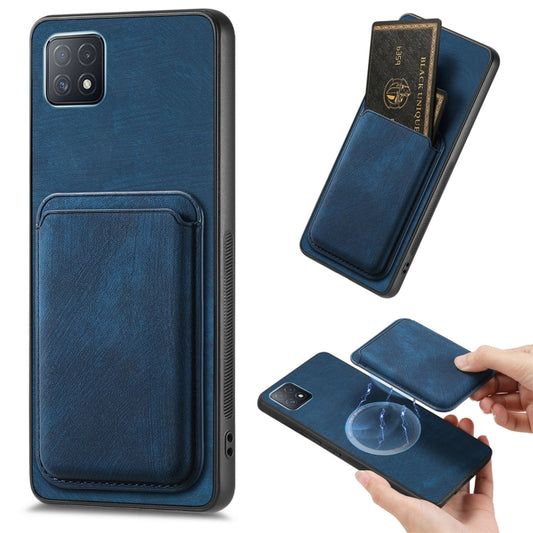 For OPPO A72 5G Retro Leather Card Bag Magnetic Phone Case(Blue) - OPPO Cases by buy2fix | Online Shopping UK | buy2fix