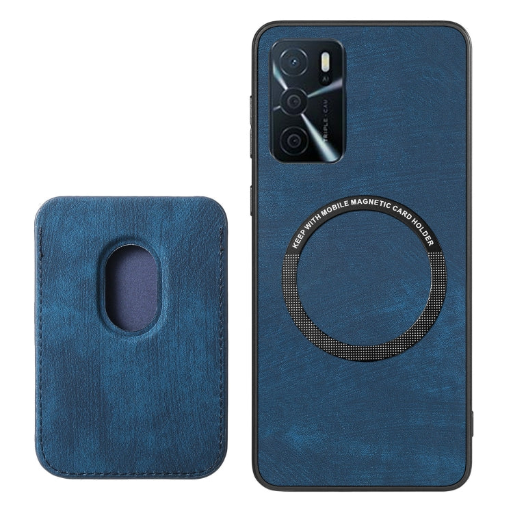 For OPPO A93 5G/A74 5G/A54 5G Retro Leather Card Bag Magnetic Phone Case(Blue) - OPPO Cases by buy2fix | Online Shopping UK | buy2fix