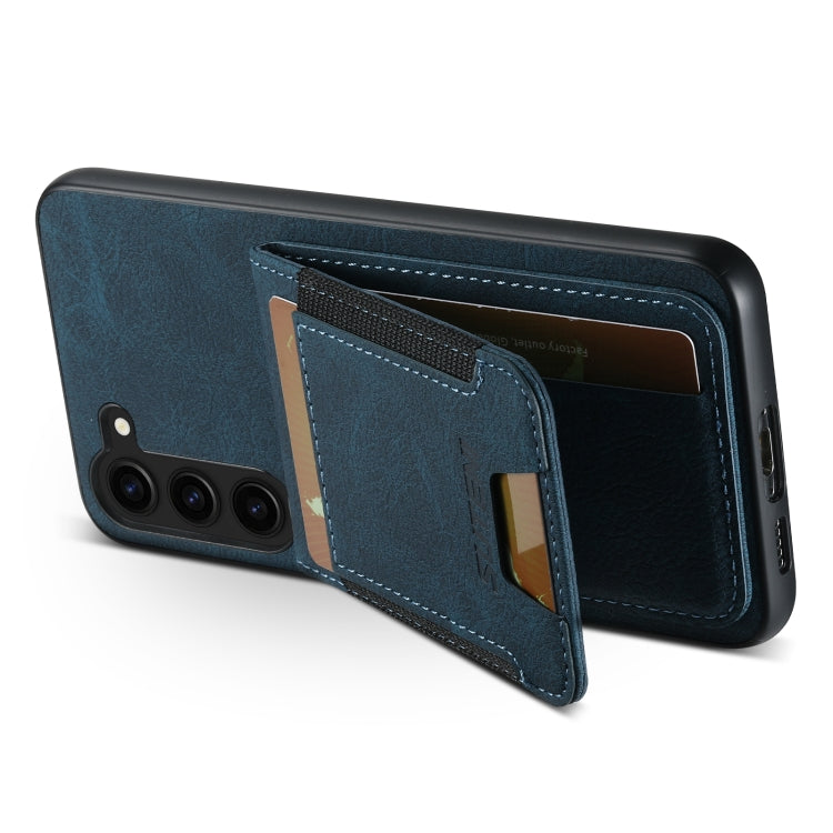 For Samsuny Galaxy S24+ 5G Suteni H03 Litchi Leather Card Bag Stand Back Phone Case(Blue) - Galaxy S24+ 5G Cases by Suteni | Online Shopping UK | buy2fix