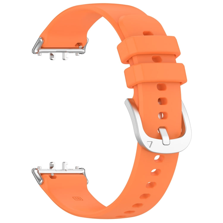 For Samsung Galaxy Fit 3 SM-R390 Metal Connector Liquid Glossy Silicone Watch Band(Orange) - Watch Bands by buy2fix | Online Shopping UK | buy2fix