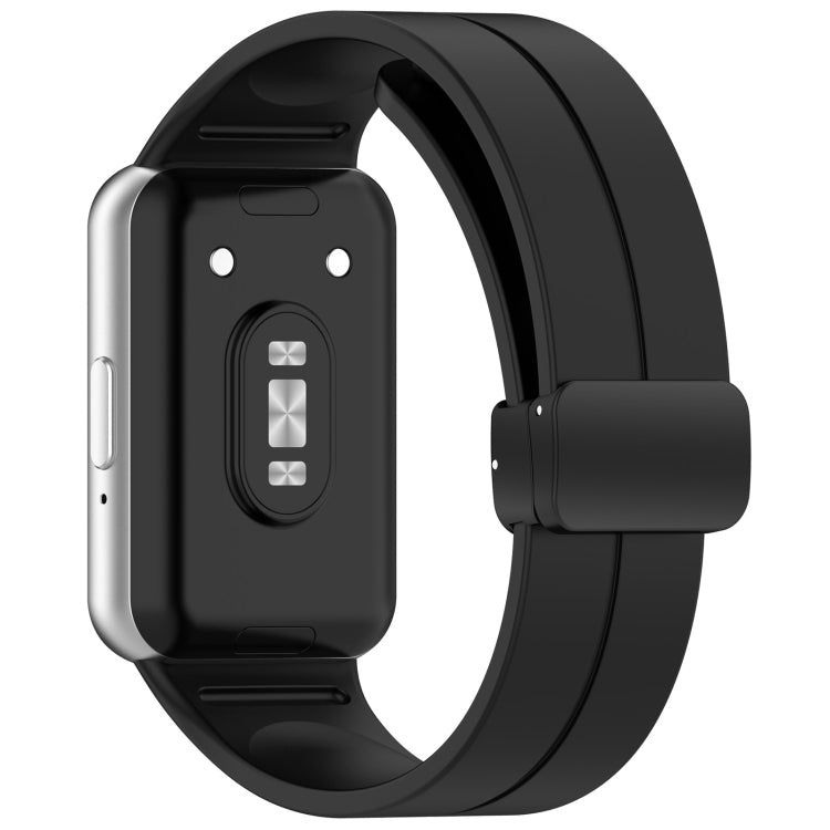 For Samsung Galaxy Fit 3 SM-R390 Magnetic Folding Buckle Silicone Watch Band(Black) - Watch Bands by buy2fix | Online Shopping UK | buy2fix