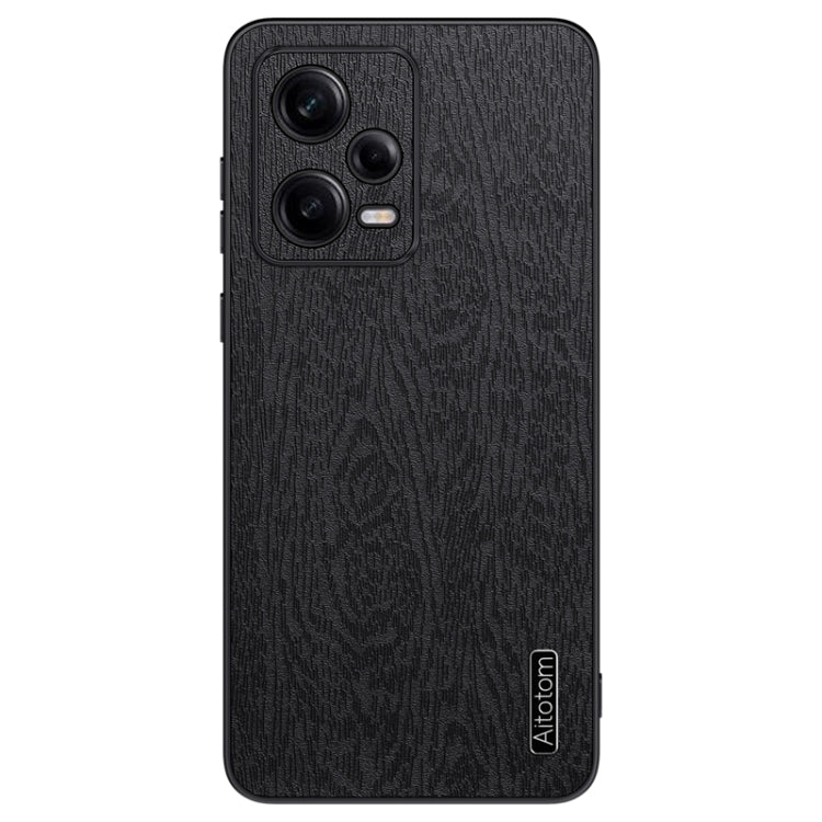 For Xiaomi Redmi Note 12 Pro 5G Tree Bark Leather Shockproof Phone Case(Black) - Xiaomi Cases by buy2fix | Online Shopping UK | buy2fix