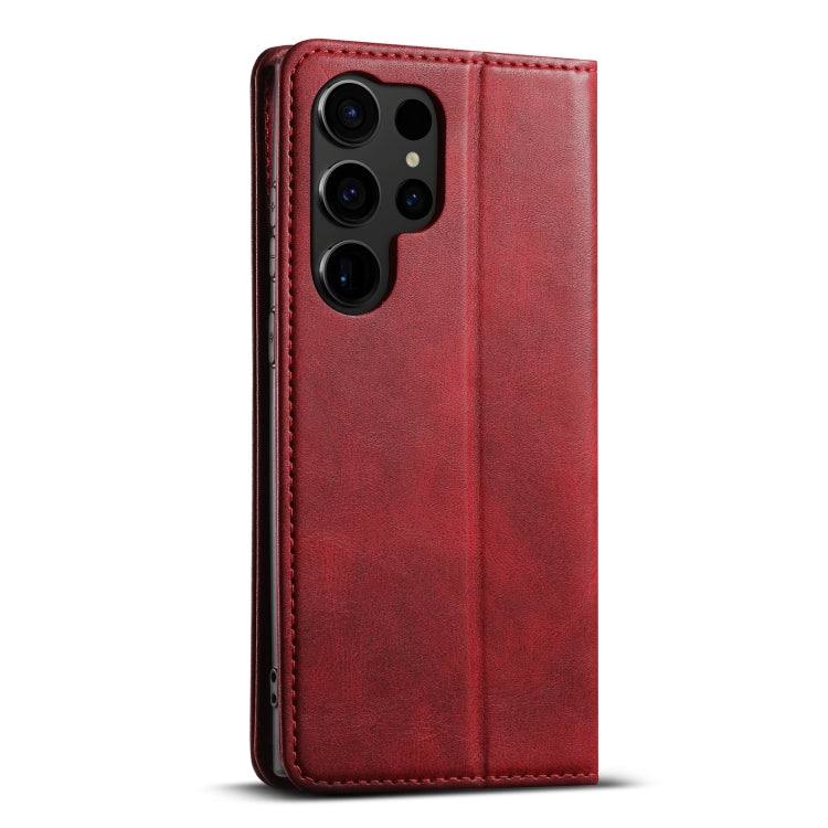 For Samsung Galaxy S23 Ultra 5G Suteni J02 Oil Wax Wallet Leather Phone Case(Red) - Galaxy S23 Ultra 5G Cases by Suteni | Online Shopping UK | buy2fix