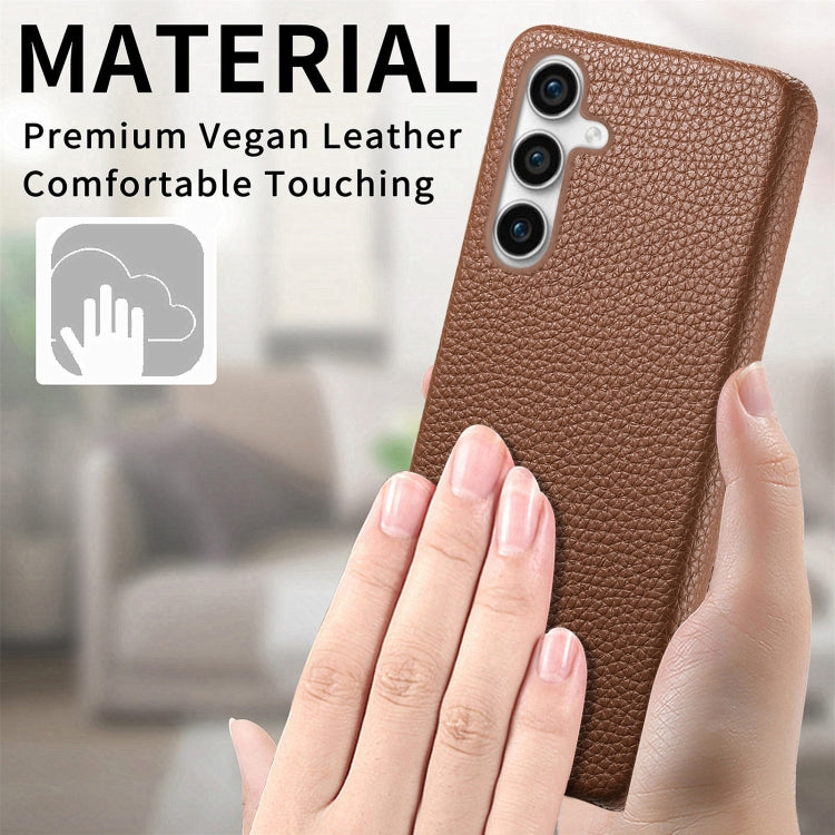 For Samsung Galaxy S23 FE 5G Litchi Oil Edge Leather Back Phone Case(Brown) - Galaxy S23 FE 5G Cases by buy2fix | Online Shopping UK | buy2fix