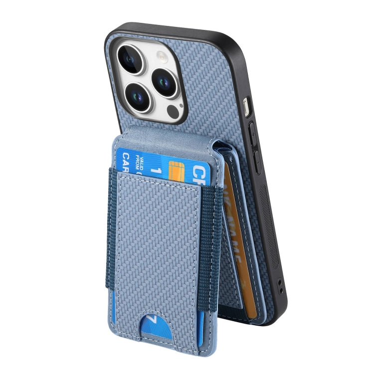 For iPhone 16 Pro Max Carbon Fiber Vertical Flip Wallet Stand Phone Case(Blue) - More iPhone Cases by buy2fix | Online Shopping UK | buy2fix