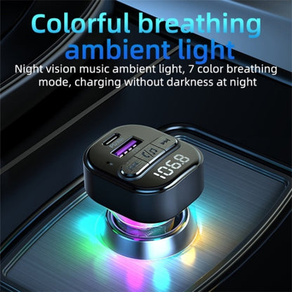 C50 Type-C + USB Car Charger Colorful Light Car Bluetooth Adapter FM Transmitter MP3 Player - Car Charger by buy2fix | Online Shopping UK | buy2fix