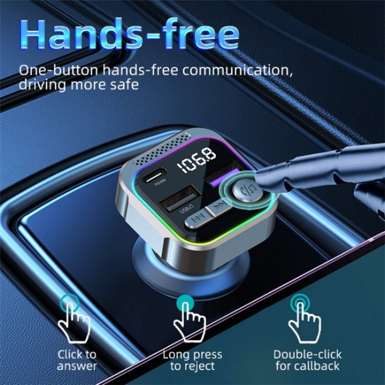 C54 PD 30W Dual USB Car Charger Alloy Car Bluetooth Adapter FM Transmitter MP3 Player - Car Charger by buy2fix | Online Shopping UK | buy2fix