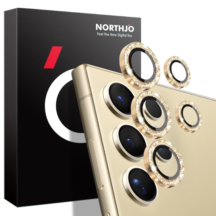 For Samsung Galaxy S24 Ultra 5G NORTHJO Camera Lens Bling Glitter Metal Ring Tempered Glass Film(Gold) - Galaxy S24 Ultra 5G Tempered Glass by NORTHJO | Online Shopping UK | buy2fix