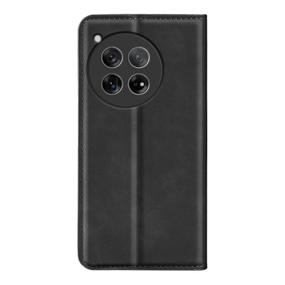 For OnePlus 12 Retro-skin Magnetic Suction Leather Phone Case(Black) - OnePlus Cases by buy2fix | Online Shopping UK | buy2fix