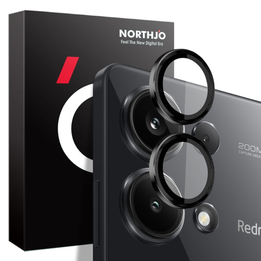 For Xiaomi Redmi Note 13 Pro 4G NORTHJO Camera LensCD Vein Metal Ring Tempered Glass Film(Black) - Note 13 Pro Tempered Glass by NORTHJO | Online Shopping UK | buy2fix