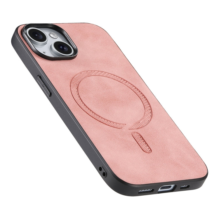 For iPhone 15 Pro Max Solid Color Retro Magsafe PU Back Cover Phone Case(Pink) - iPhone 15 Pro Max Cases by buy2fix | Online Shopping UK | buy2fix