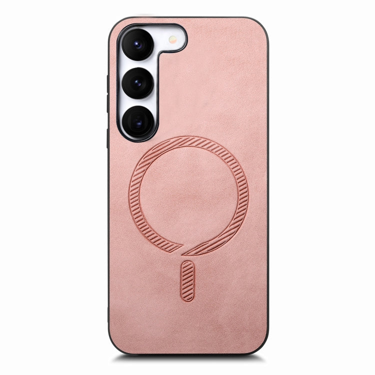 For Samsung Galaxy S23+ 5G Solid Color Retro Magsafe PU Back Cover Phone Case(Pink) - Galaxy S23+ 5G Cases by buy2fix | Online Shopping UK | buy2fix