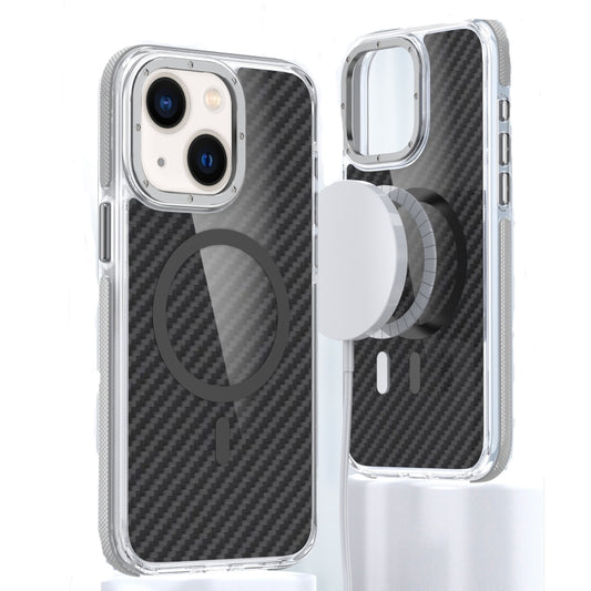 For iPhone 14 Magsafe Dual-Color Carbon Fiber Phone Case(Grey) - iPhone 14 Cases by buy2fix | Online Shopping UK | buy2fix