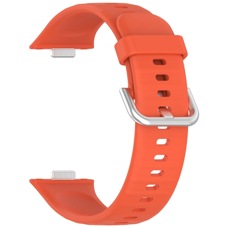 For Huawei Watch Fit3 Silver Buckle Silicone Sports Watch Band(Orange) - Watch Bands by buy2fix | Online Shopping UK | buy2fix