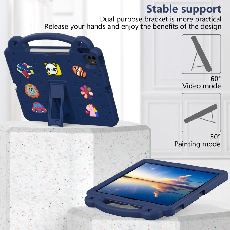 For iPad Air 13 2024 Handle Kickstand Children EVA Shockproof Tablet Case(Navy Blue) - iPad Air 13 2024 Cases by buy2fix | Online Shopping UK | buy2fix