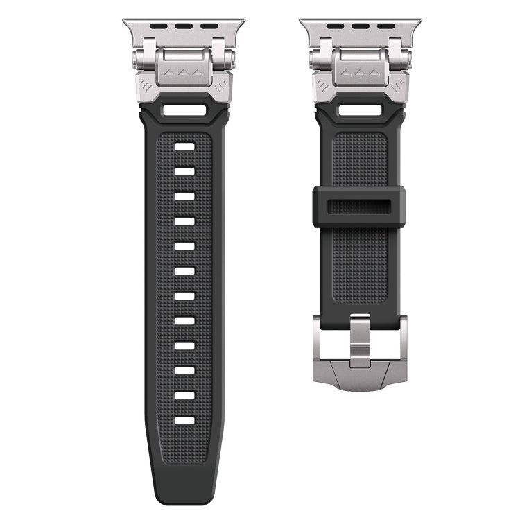 For Apple Watch Series 3 42mm Silicone Armor Mecha Head Watch Band(Black) - Watch Bands by buy2fix | Online Shopping UK | buy2fix