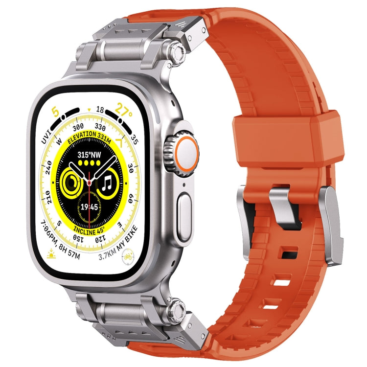 For Apple Watch Series 3 42mm Silicone Armor Mecha Head Watch Band(Orange) - Watch Bands by buy2fix | Online Shopping UK | buy2fix