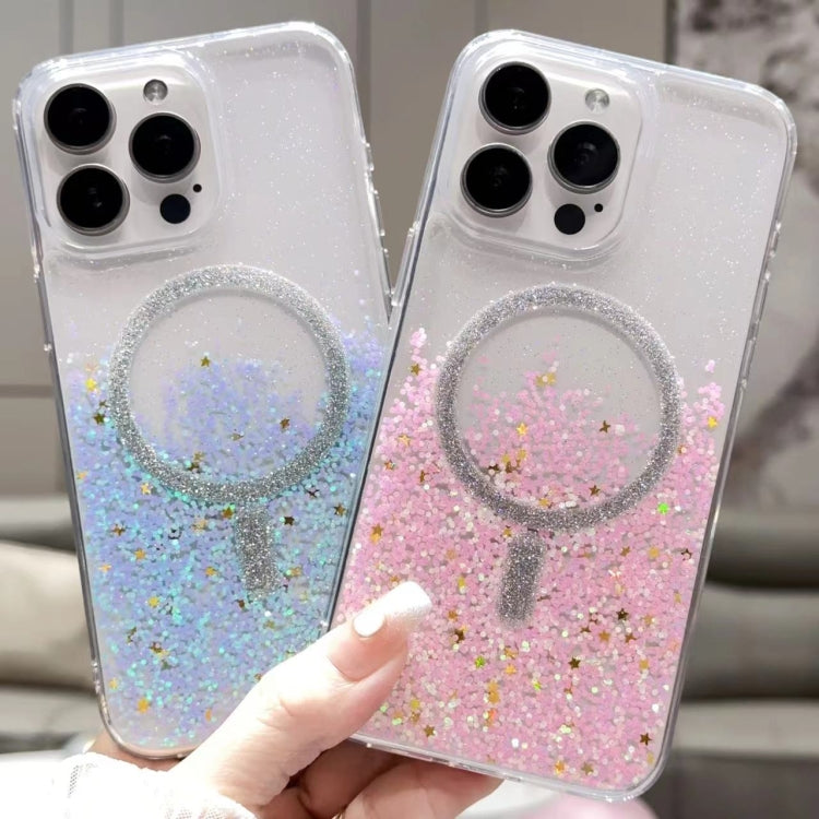 For iPhone 15 Gradient Glitter MagSafe PC Hybrid TPU Phone Case(Gradient Black) - iPhone 15 Cases by buy2fix | Online Shopping UK | buy2fix