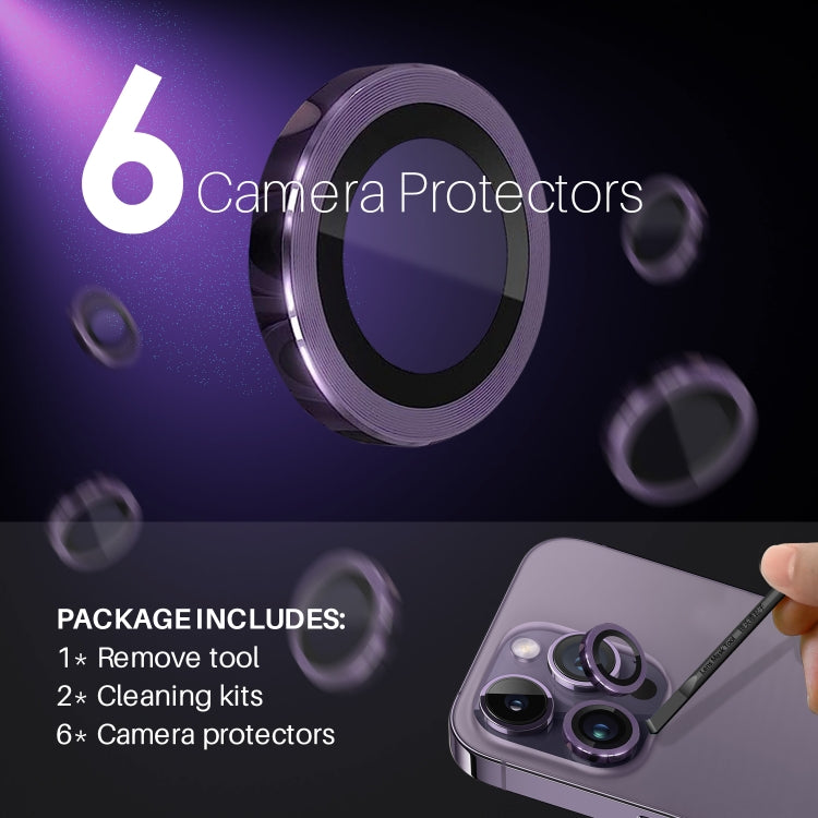 For iPhone 15 Pro / 15 Pro Max NORTHJO 2 Set 6pcs Camera Lens Protector Cover Metal Ring(Purple) - iPhone 15 Pro Max Tempered Glass by NORTHJO | Online Shopping UK | buy2fix