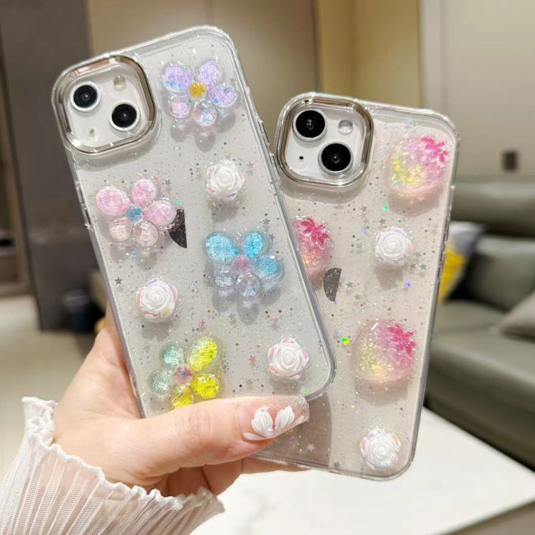 For iPhone 16 Pro 3D Flower Glitter Epoxy TPU Phone Case(Pink Strawberry) - iPhone 16 Pro Cases by buy2fix | Online Shopping UK | buy2fix