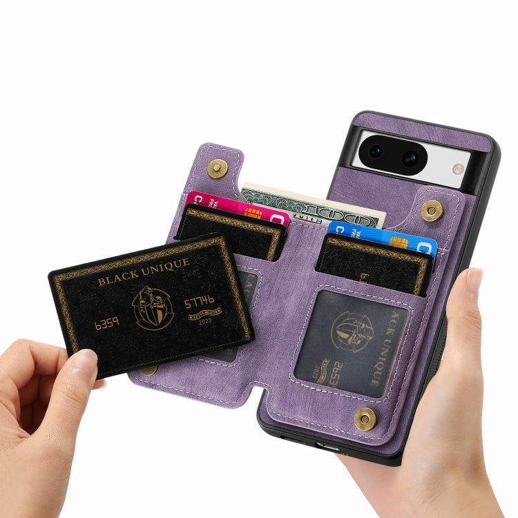 For Google Pixel 9 / 9 Pro Retro Leather Zipper Wallet Back Phone Case(Purple) - Google Cases by buy2fix | Online Shopping UK | buy2fix