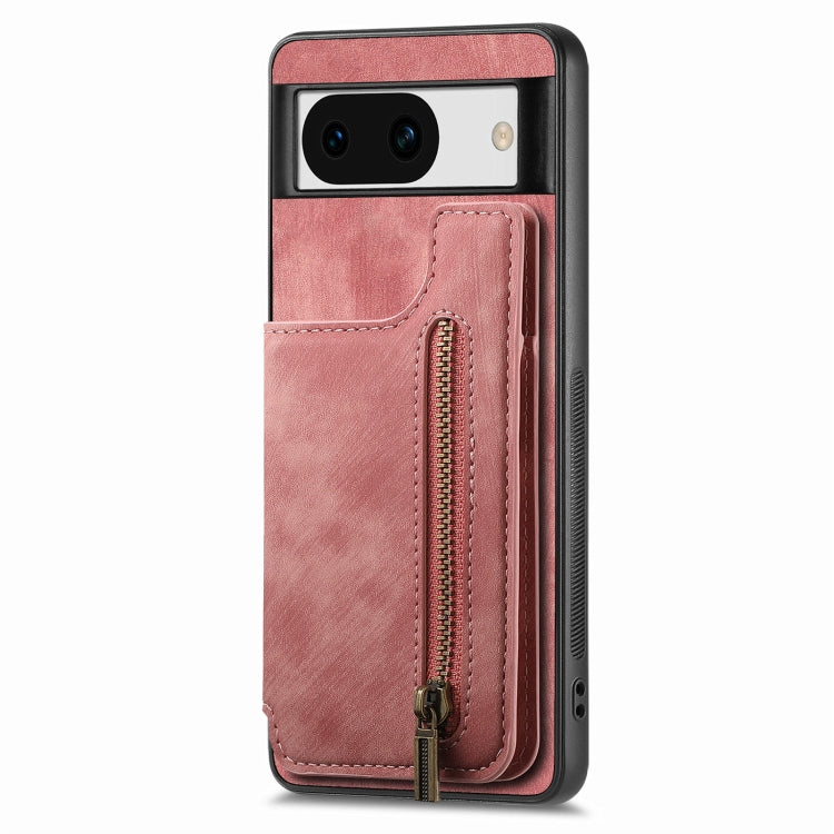 For Google Pixel 9 Pro XL Retro Leather Zipper Wallet Back Phone Case(Pink) - Google Cases by buy2fix | Online Shopping UK | buy2fix