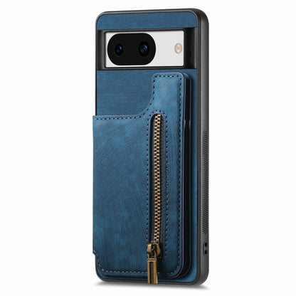 For Google Pixel 9 Pro XL Retro Leather Zipper Wallet Back Phone Case(Blue) - Google Cases by buy2fix | Online Shopping UK | buy2fix