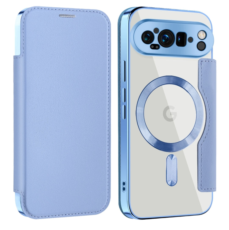 For Google Pixel 9 Pro Shield MagSafe RFID Anti-theft Leather Phone Case(Blue) - Google Cases by buy2fix | Online Shopping UK | buy2fix