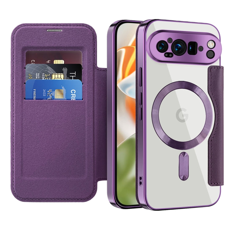 For Google Pixel 9 Pro Shield MagSafe RFID Anti-theft Leather Phone Case(Purple) - Google Cases by buy2fix | Online Shopping UK | buy2fix