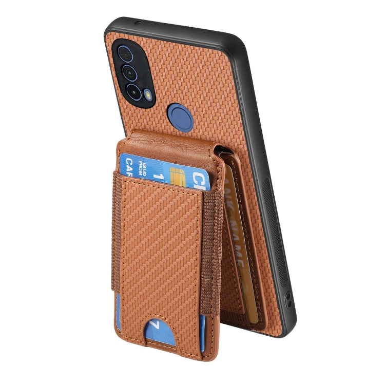 For Motorola Moto G 5G 2024 4G Carbon Fiber Vertical Flip Wallet Stand Phone Case(Brown) - Motorola Cases by buy2fix | Online Shopping UK | buy2fix