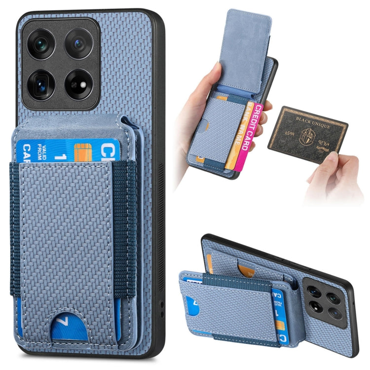 For OnePlus 12 5G Carbon Fiber Vertical Flip Wallet Stand Phone Case(Blue) - OnePlus Cases by buy2fix | Online Shopping UK | buy2fix