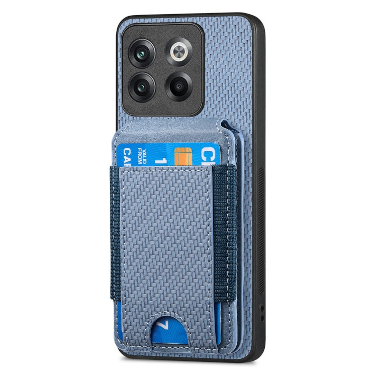 For OnePlus 12 5G Carbon Fiber Vertical Flip Wallet Stand Phone Case(Blue) - OnePlus Cases by buy2fix | Online Shopping UK | buy2fix