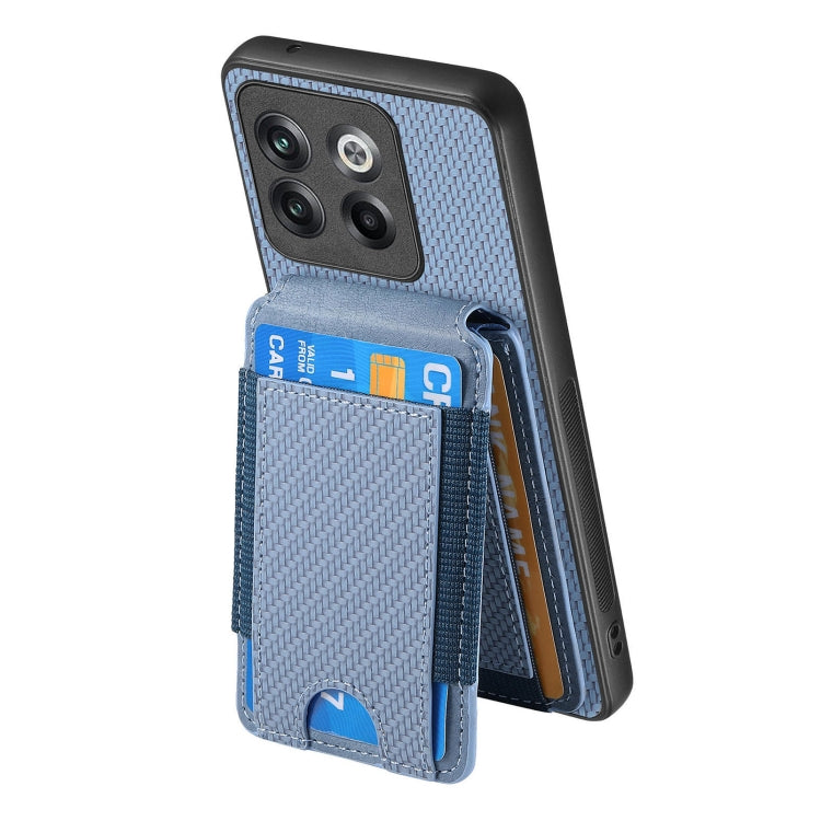 For OnePlus 12 5G Carbon Fiber Vertical Flip Wallet Stand Phone Case(Blue) - OnePlus Cases by buy2fix | Online Shopping UK | buy2fix