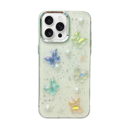 For iPhone 16 Pro Max 3D Colorful Crystal Butterfly TPU Phone Case(Butterfly Pearl) - iPhone 16 Pro Max Cases by buy2fix | Online Shopping UK | buy2fix