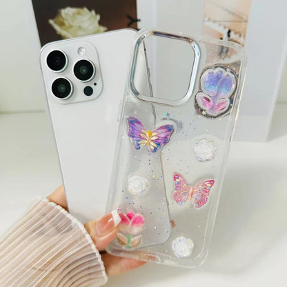 For iPhone 16 Pro Max 3D Colorful Crystal Butterfly TPU Phone Case(Butterfly Pearl) - iPhone 16 Pro Max Cases by buy2fix | Online Shopping UK | buy2fix