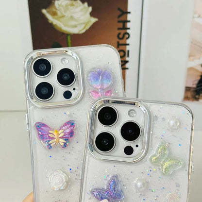 For iPhone 16 Pro 3D Colorful Crystal Butterfly TPU Phone Case(Butterfly Pearl) - iPhone 16 Pro Cases by buy2fix | Online Shopping UK | buy2fix