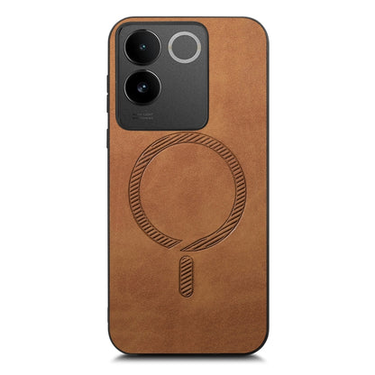 For vivo S18 / S18 Pro 5G Retro Magsafe Magnetic PU Back Cover Phone Case(Brown) - S18 Pro Cases by buy2fix | Online Shopping UK | buy2fix