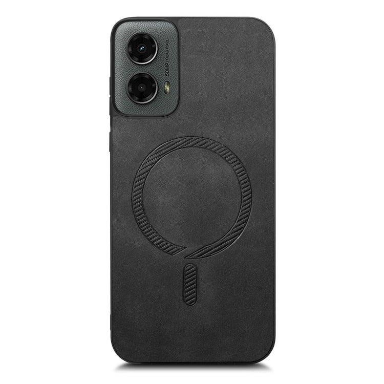 For Motorola Moto G 5G 2024 Retro Magsafe Magnetic PU Back Cover Phone Case(Black) - Motorola Cases by buy2fix | Online Shopping UK | buy2fix