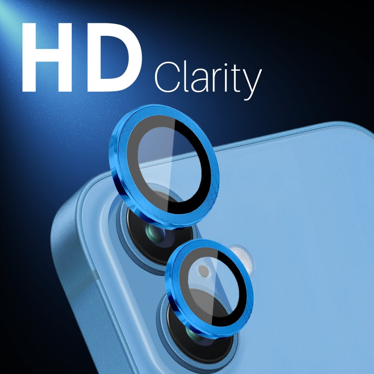 For iPhone 16 / 16 Plus NORTHJO 2 Sets 4pcs Camera Lens Protector Cover Metal Ring Film(Blue) - iPhone 16 Plus Tempered Glass by NORTHJO | Online Shopping UK | buy2fix