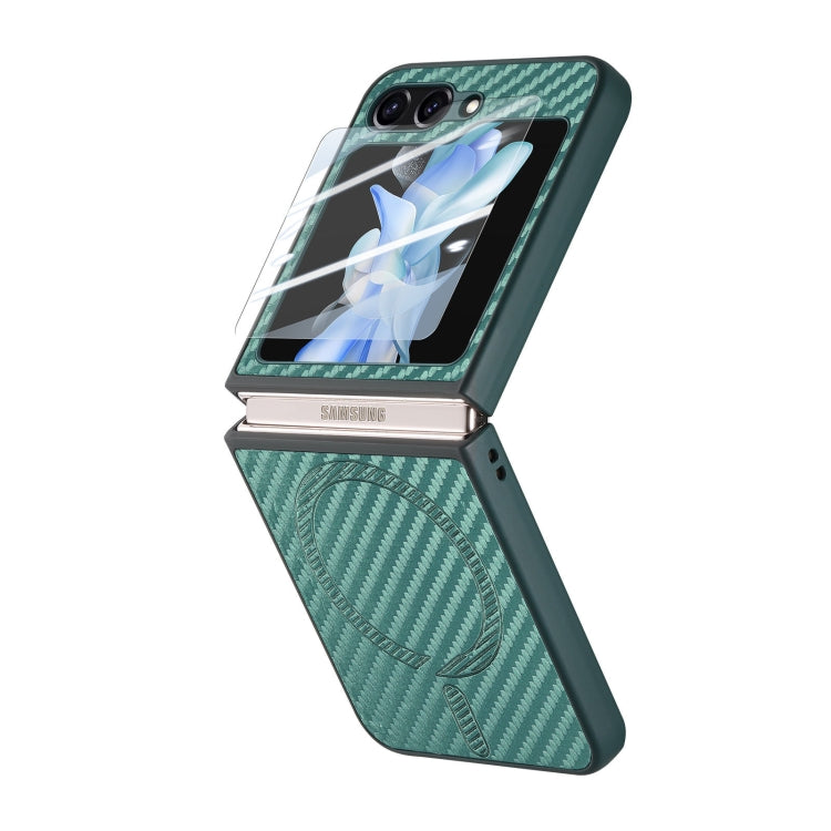 For Samsung Galaxy Z Flip6 Carbon Fiber Magsafe Phone Case(Green) - Galaxy Z Flip6 5G Cases by buy2fix | Online Shopping UK | buy2fix