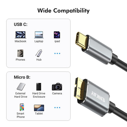 ENKAY USB 3.1 Type-C to USB 3.0 Micro B 10Gbps Data Camera Hard Drive Cable, Length:1m - Others by ENKAY | Online Shopping UK | buy2fix