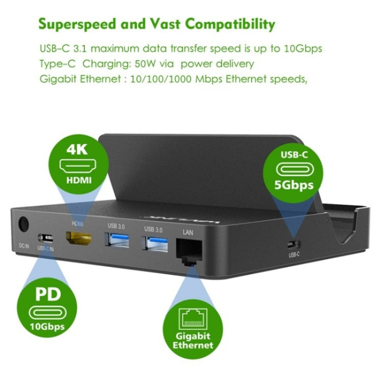 WAVLINK UHP3D01G Gigabit Ethernet USB 3.0 Multi-Function HUB 4K HD Docking Station(AU Plug) - USB 3.0 HUB by WAVLINK | Online Shopping UK | buy2fix