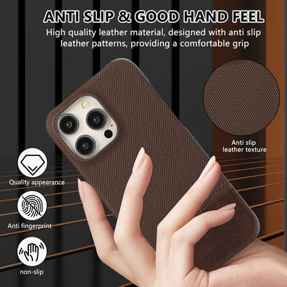 For iPhone 16 Pro Stitching Cloth PU Shockproof Phone Case(Dark Brown) - iPhone 16 Pro Cases by buy2fix | Online Shopping UK | buy2fix